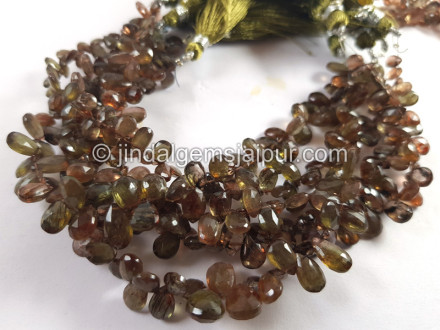 Green Andalusite Faceted Pear Beads